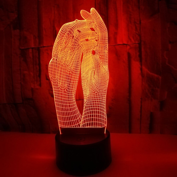 Qinwei Hands 3D Illusion Nattljus 16 Färger Ändra Touch Fjärrkontroll Heminredning LED Jul Födelsedagspresent (Stil W)