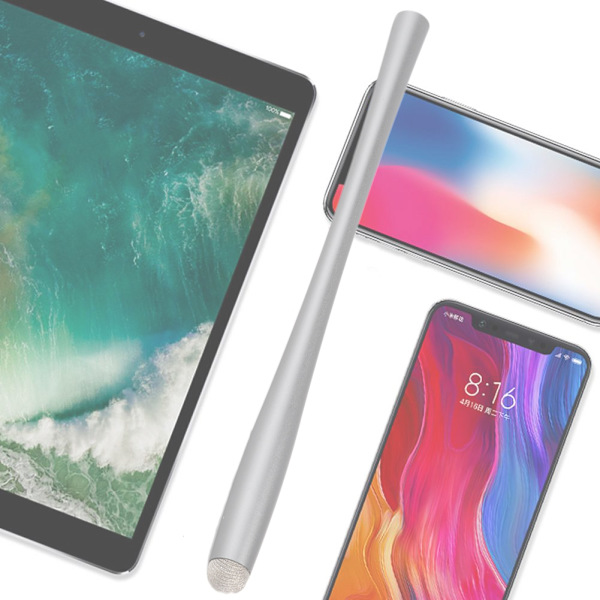 W3L Slim Body Multi-Function Stylus Touch Screen Tegnepen 8A Sølvfiber Klud Pen TipSølv