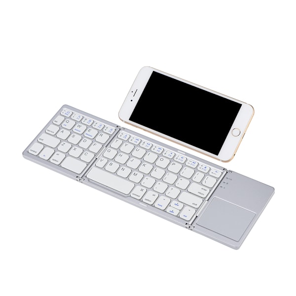 Tri-folding Bluetooth trådløst tastatur Mini bærbar berøringsplate for IOS/Android/Windows Gull