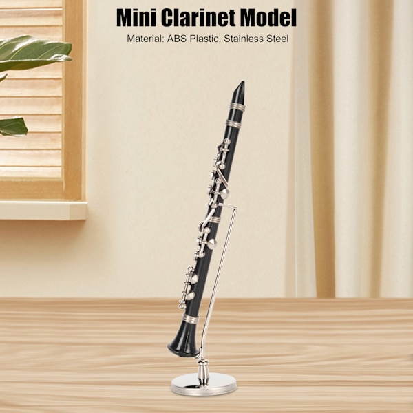 Miniature Klarinet Model Legetøj med Stativ og Etui Klarinet Model Display Musikinstrumenter Hjem Ornament 5.12in