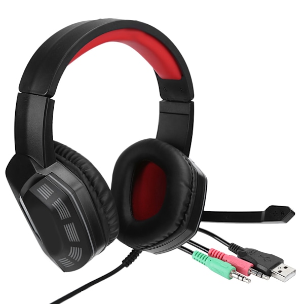 3,5 mm gaming-headset til PS4 med støjreducerende mikrofon, RGB-lys, sort og rød