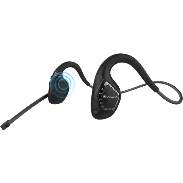 Open Ear-hörlurar, luftlednings Bluetooth headset, trådlösa hörlurar Stereo med brusreducerande bommikrofon, 10 timmars speltid, ljus och komfort G2 Black