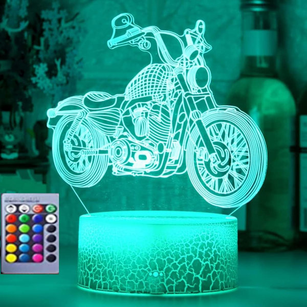 3D Motorsykkel Bil Nattlys Bord Skrivebord Optisk Illusjon Lamper 16 Farge Skiftende Lys LED Bordlampe Jul Hjem Kjærlighet Bursdag Barn Dekor Leke Gave