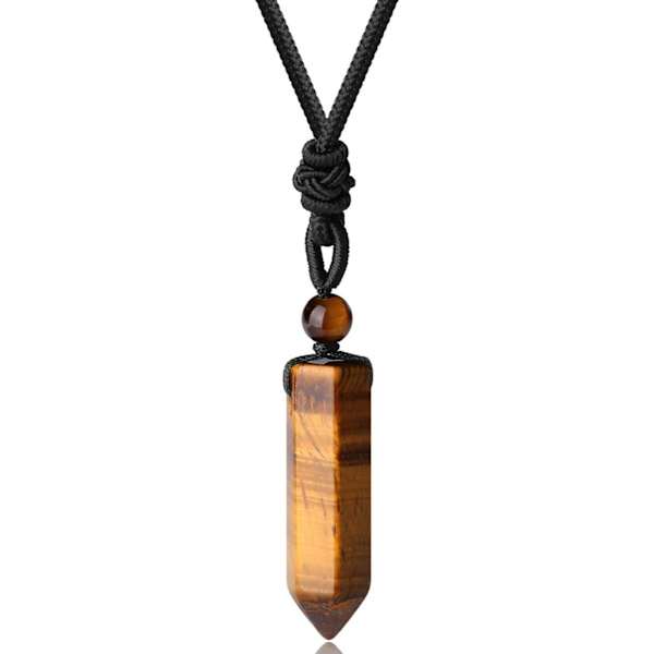 Krystal Halskæde til Mænd Kvinder Justerbar Reb Hexagonal Punkt Healing Krystal Naturlig Sten Vedhæng Halskæder Ædelsten Smykker Tiger Eye Stone