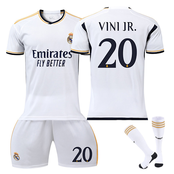 23/24 Real Madrid Lasten Aikuisten Peliasu Puku Urheiluvaatteet Set Sukat No.20 VINIJR 26