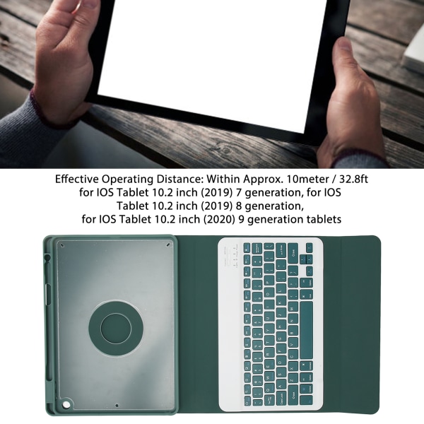 Case med pennhållare för IOS Tablet 10.2in 2019 7 Generation 10.2in 2019 8 Generation 10.2in 2020 9 Generation Green