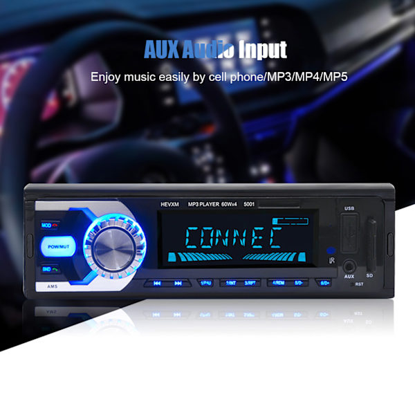 HI FI Bil Bluetooth AUX Ljudingång SD MM Kort MP3-spelare med fjärrkontroll