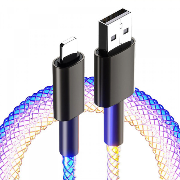 USB C-laddningskabel, Light Up Flowing 6A USB till Type C Snabbladdningskabel för de flesta smartphones
