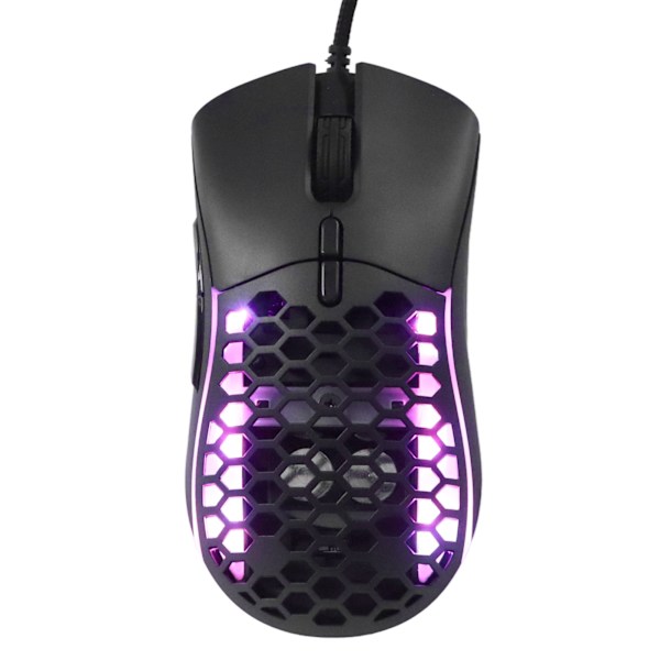 RGB-mus med 13 lystilstande, 6 niveauer DPI, frit vægtdesign, sort ergonomisk gamingmus til computer til spil