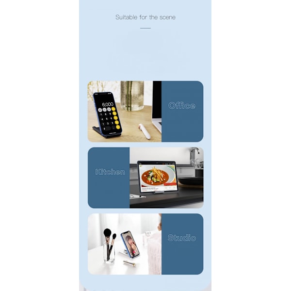 Tablet Stand, Fuldt Justerbar Foldbar Skrivebordsstand til iPad, Samsung, Nintendo, Alle Mobile Enheder (4.6-12.9’’)