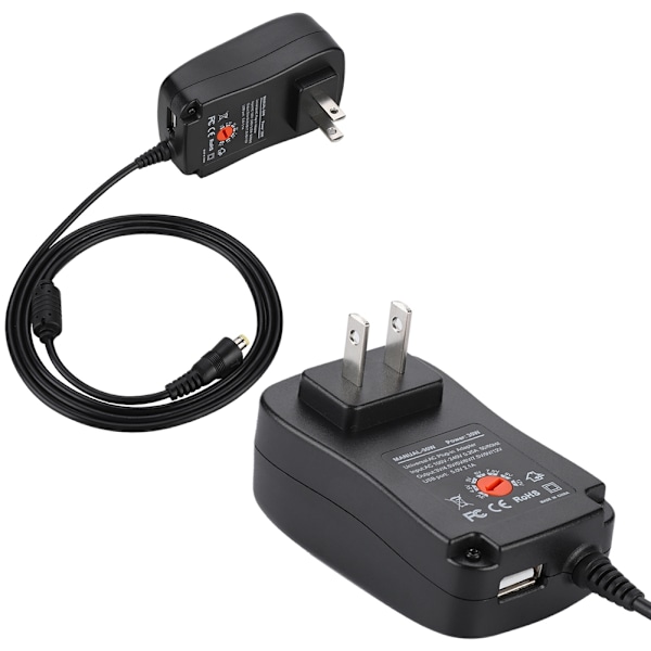 30W 3-12V Strømforsyning Oplader Adapter med LED Display Spændingsregulering