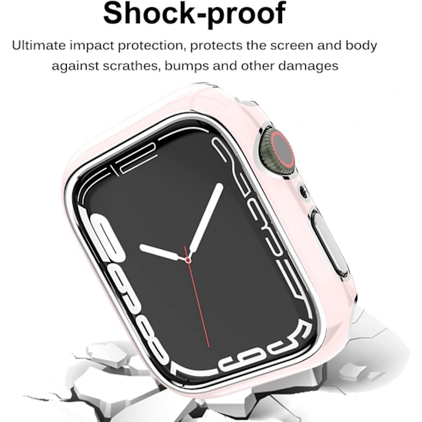 För Apple Watch Series 7 41mm, Pläterad Rigid PC Ram Case Slim All-Around Bumper Case för Apple Watch Series 7 （rosa）