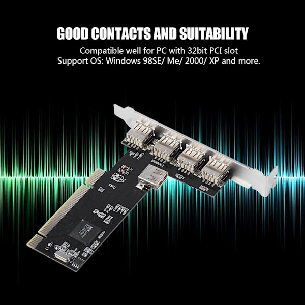 480 Mbps höghastighets T-typ PCI till USB-förlängningskort modul adapter 5 x USB 2.0-port