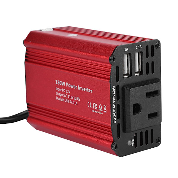 150W Kaksi USB DC12V - AC110V Virtalähde Tehostin Jännitteenmuuttaja
