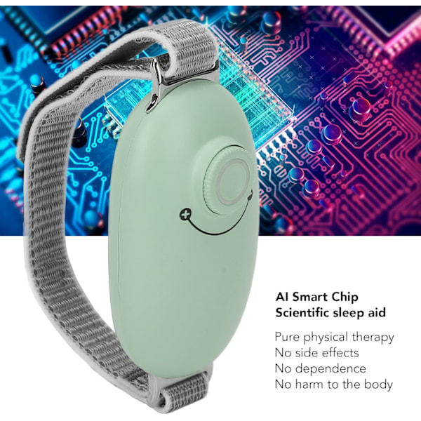 Sömnhjälpsmaskin, 5 Växlar USB Stressavlastande Bärbar Djup Sömn Hjälp Enhet för Hemmet (Grön Armband Design)