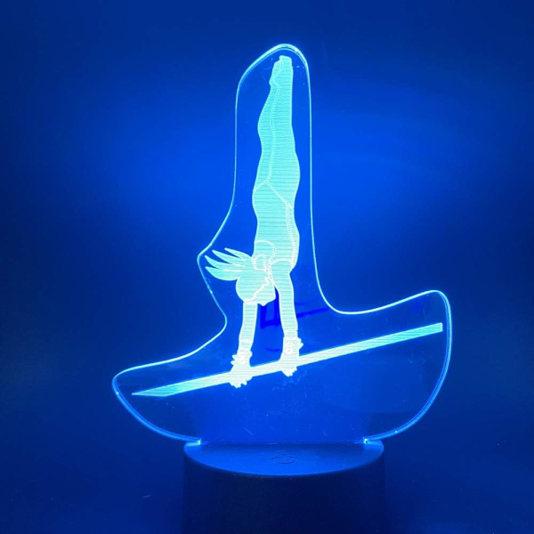 3D Gymnastik nattlyslampe Illusions nattlys 7 fargeendrende berøringsbryter skrivebordsdekorasjonslamper med akryl flat ABS-base USB-kabel leketøy (buss)