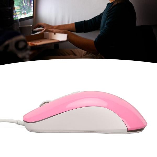 Kablet gamingmus RGB baggrundsbelyst 3500DPI 4-knaps ergonomisk design Kablet computermus Pink