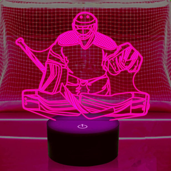 3D Ishockey Spelare Nattlampa Bordsskiva Optisk Illusion Lampor 16 Färgväxlande Ljus LED Bordlampa Jul Hem Kärlek Födelsedag