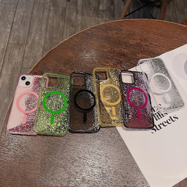 iPhone 16 -kotelo,[Yhteensopiva MagSafe kanssa] Ylellinen kimalteleva virtaava glitter nestemäinen hiekka kirkas pehmeä TPU puhelinkotelo Silver