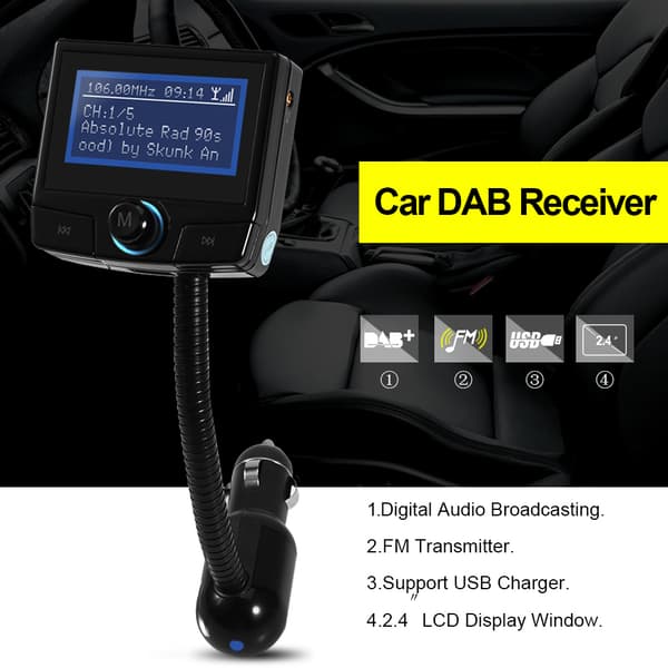 DAB DAB+ mottaker tuner FM-sender USB-lader med antenne