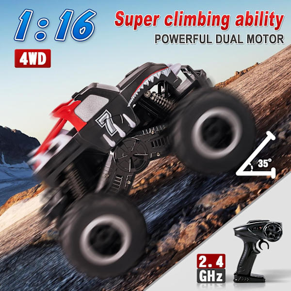 Fjärrstyrda amfibiebil leksaker - 360° snurrning terräng RC lastbil för all terräng - 1:16 IPX7 vattentät RC monsterbilar pool leksaker födelsedagspresent