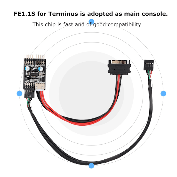 1 Uros naar 2 Uros Poort USB 2.0 Header 9PIN naar Dual 9PIN Extension HUB met SATA Stroomkabel