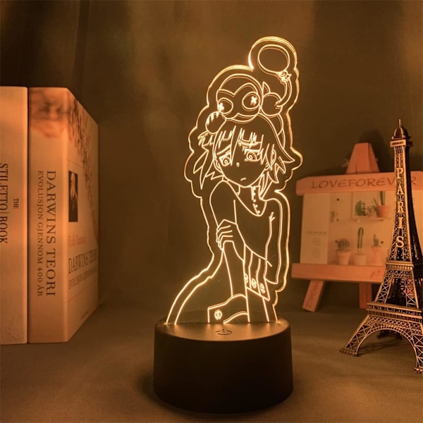 USB 7/16 Färgad Fjärrkontroll Touch Switch 3D Nattlampa Anime Soul Eater Maka Albarn Figur Akryl LED Illusion Lampa