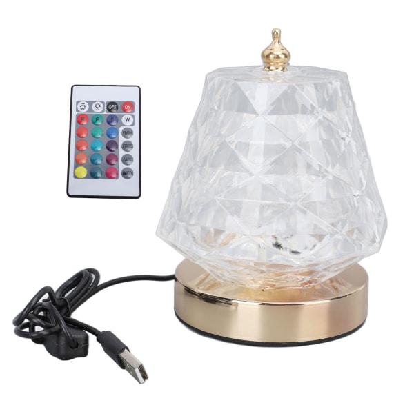 Kristallbordslampa 16 RGB-färgförändrande nattlampa Romantisk LED-vattenvågsprojektionslampa för sovrum vardagsrum