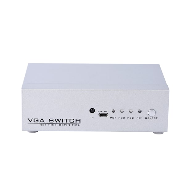 4-i-1-ut VGA-portar metallbox switch videoväljare med IR-fjärrkontroll