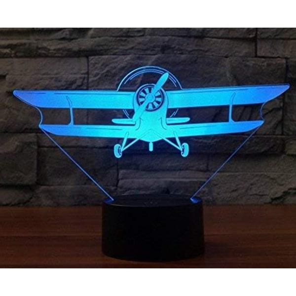 3D Flyvemaskine Natlys Lampe Illusion Natlys 7 Farve Skiftende Berøringskontakt Bord Skrivebord Dekoration Lamper Gave med Akryl Flad ABS Base USB Kabel