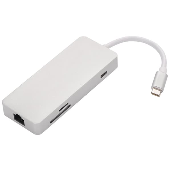 Type-C Hub Type-C til HDMI + USB3.0 + USB2.0 + RJ45 + TF/SD + PD Dokkingstasjon