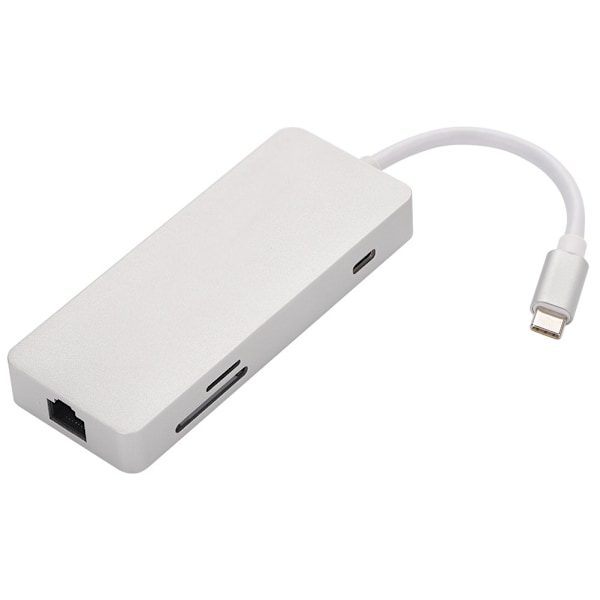Type-C-keskitin Type-C - HDMI + USB3.0 + USB2.0 + RJ45 + TF/SD + PD -telakka-asema