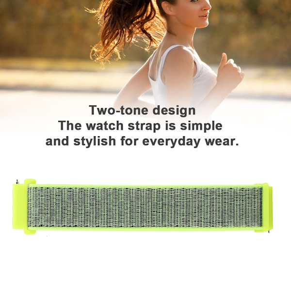 22mm Nylon Canvas Loop Justerbar Størrelse Erstatningsurrem for Amazfit GTR KlokkeFluorescerende Grønn