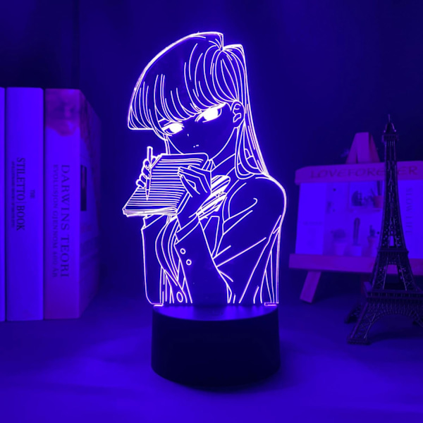 3D LED-figur Komisk Ljusled Ljus Anime Komi Kan Inte Kommunicera för Barnrumsdekoration Nattlampa Barnkalaspresent Rum Dekoration 3D Lampa