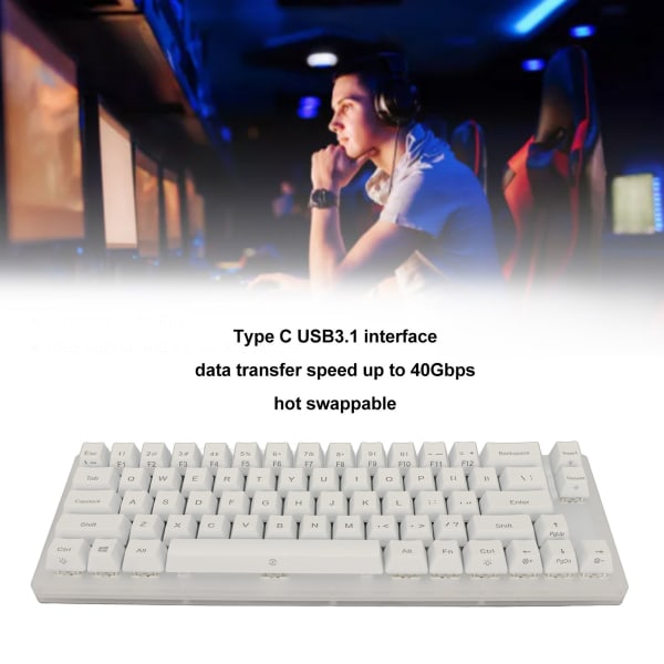 Mekanisk tastatur 66 taster RGB bakgrunnsbelyst Hot Swappable Type C Kablet Mekanisk spilltastatur Lineær Action Switch