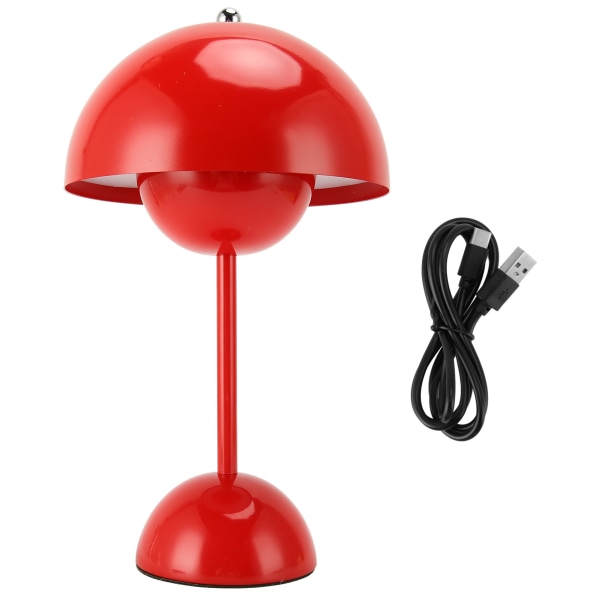 Pöytälamppu Flower Bud Langaton LED Retro Ladattava Kosketus Himmentävä 3 Värilämpötila Yöpöytävalaisin makuuhuoneen työtoimistoon Red