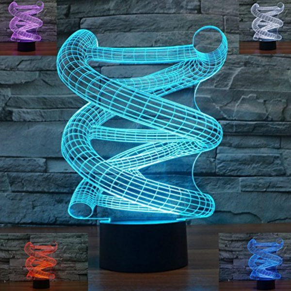 3D DNA Abstrakt Nattlys 7 Fargeendring LED Bordlampe Julegave