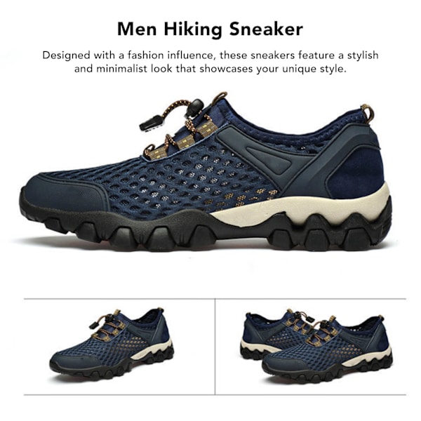Herr Promenad Löparskor Andas Mesh Snörning Lättvikt Mode Sportskor Dark Blue 40