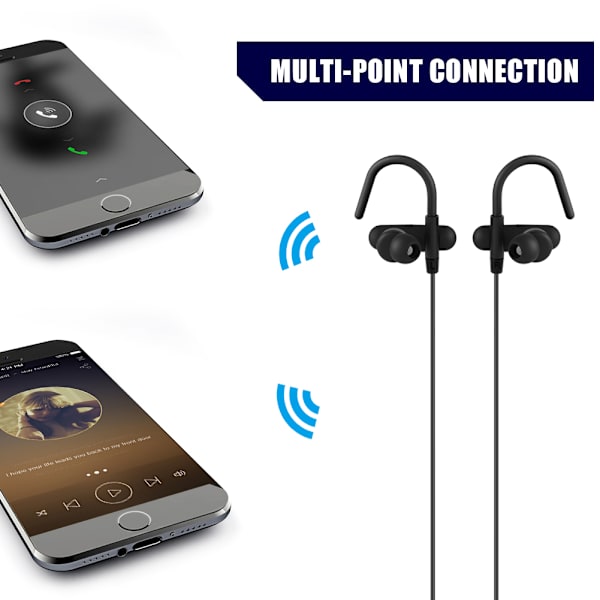 Trådløse Bluetooth Stereo Hovedtelefoner Øre Hock Sports Hovedtelefoner HD Smart Touch Headset til Iphone