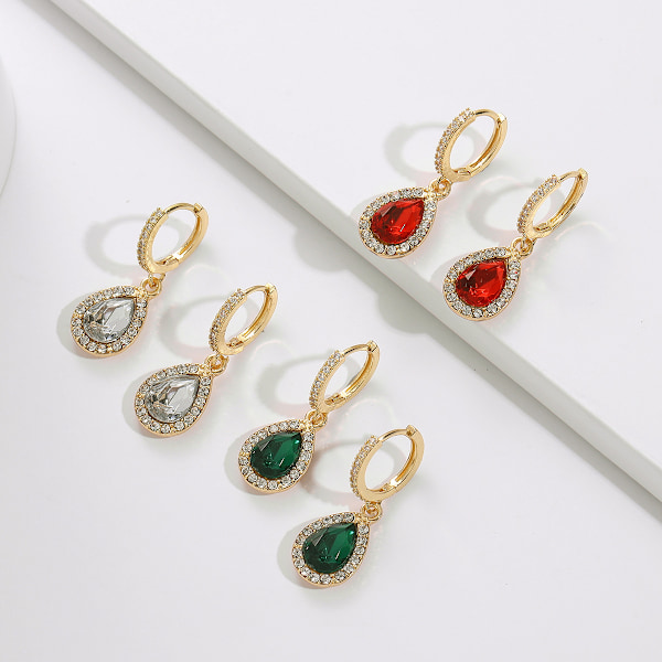 3PCS Rhinestone Teardrop Øredobber med Cubic Zirconia Gemstone, Crystal Drop Øredobber, Diamond Dangle Øredobber for Kvinner, Brud, Brudepike, Bryllup