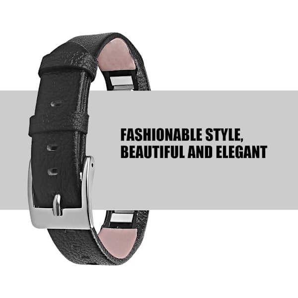 Lærrembånd Rem Smart Armbånd Rem Armbåndserstatning for Fitbit Alta (Svart)