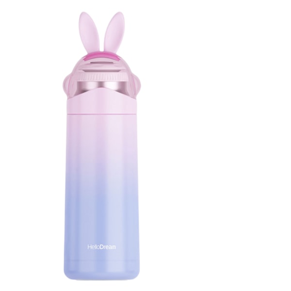 JUSTUP Sød Kanin Børne Isolering Flaske Rustfrit Stål Termoser Læk-sikker Rejse Kaffe Krus Holdbar Tumbler til Baby Varmt Vand 12 Ounce（Lilla