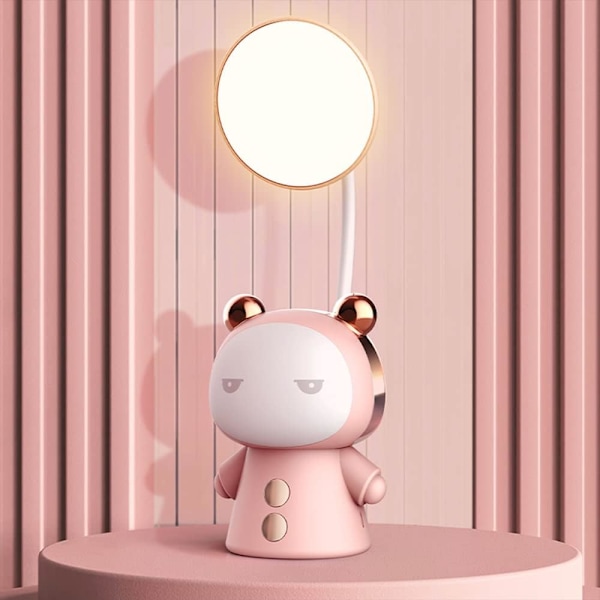 Kreativ tegneserie LED-skrivebordslampe trådløs nattlys, 600mAh Micro USB oppladbar skrivebordslampe LED øyebeskyttelse studielampe, leselampe skrivebordslampe