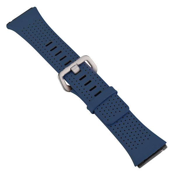 Ekte lær dobbel håndleddsrem erstatningsrem for Fitbit Ionic Watch Blå