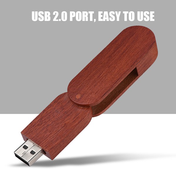 Roterende Woody USB 2.0 Hukommelseslagerenhed Thumb Flash Drive U Disk (Rose Wood, 64GB)