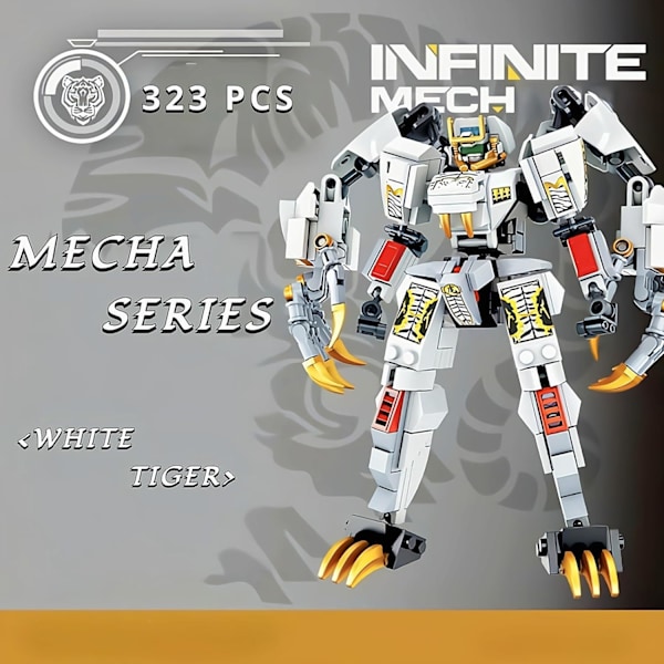 Mech med coola tigerklor Byggsats, samlarobjekt Warrior Super Battle Hero Display Model Toy, kreativa presenter, konstruktionsset (323 delar)