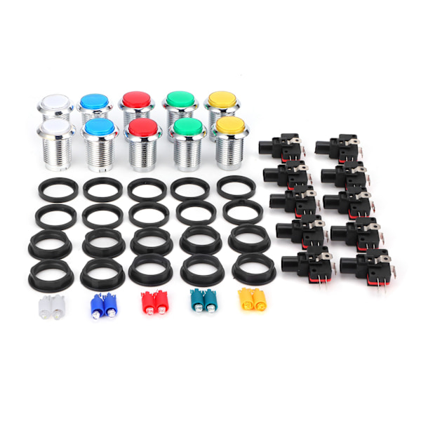 32mm Liten Rund SilverPlated Knapp med Ljus Spelkonsol Knapp Switch Arcade Knapp