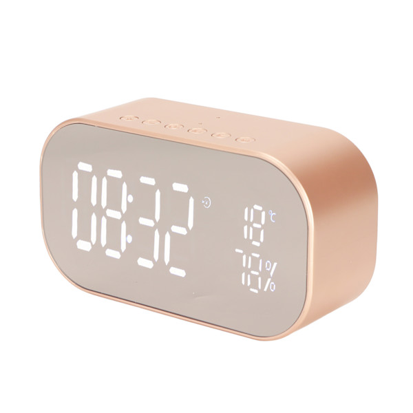 Alarmklockradio Multifunktion FM Digital Radioväckarklocka med Bluetooth-högtalare för hemsovrumGuld