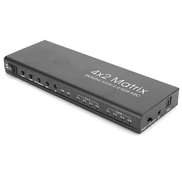 4x2 4K 60Hz HDMI 2.0 Matrix Switcher Splitter Adapter YUV4:4:4 HDR ARC