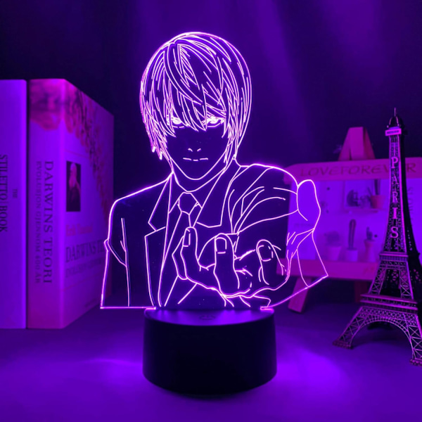 3D LED-figur Comic Lightanime Death Note Light Yagami LED-lampa för barns sovrumsdekoration nattlampa födelsedagsrumsdekoration present skrivbordslampa Manga